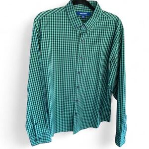 Navy and Green Plaid Button up Shirt